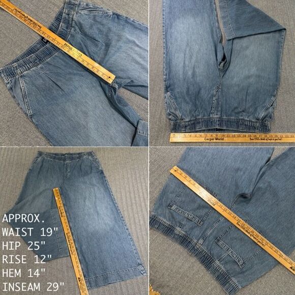 NWOT GAP UltraSoft Pleated Easy Baggy Jeans Drapey Tencel Wide Leg Elastic Waist - Picture 10 of 11